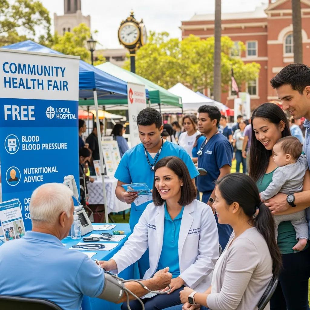 Healthcare provider engaging with local patients at a community health fair